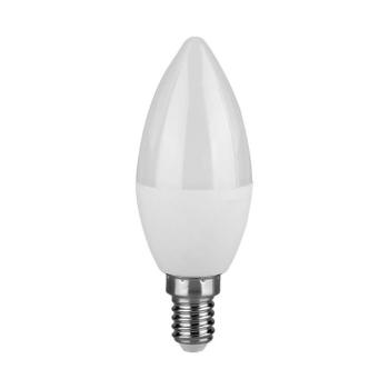 LED izzó gyertya alakú E14, 6,5w, 6500K, hideg fehér, 600lm, 180°, fehér, CRI>80, V-TAC, 211131 kép