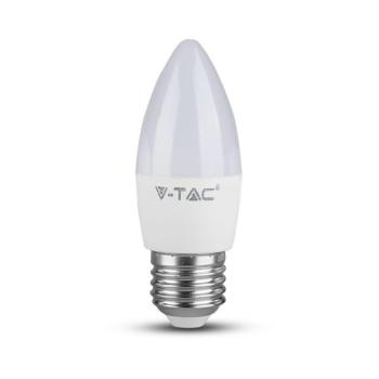 LED izzó gyertya alakú E27, 4,5w, 4000K, természetes fehér, 470lm, E27, 180°, fehér, CRI>80, V-TAC, 2143431 kép