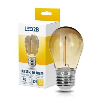LED izzó ST45 1W E27 2700K abmer LED2B, meleg fehér, 40lm, CRI≥80, KOBI-004609 kép