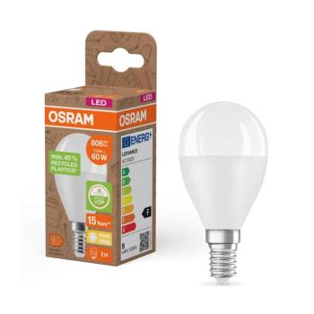 LED-izzó újrahasznosított műanyagból P45 E14/7,5W/230V 2700K - Osram 4058075832121