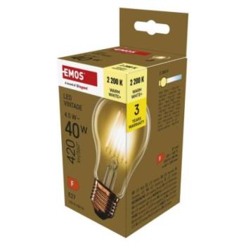 LED izzó Vintage A60 / E27 / 4,5 W (40 W) / 420 lm / Meleg fehér kép