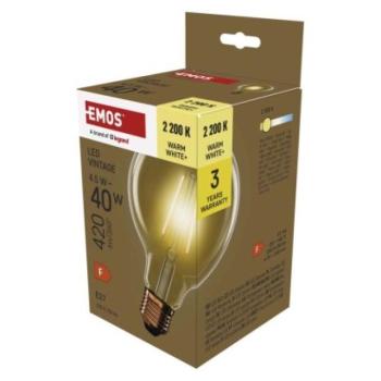 LED izzó Vintage G95 / E27 / 4,5 W (40 W) / 420 lm / Meleg fehér kép