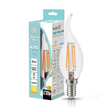 LED izzószálas hatású izzó FDE E14 4W 3000K Kobi 360 Line, meleg fehér, 470lm, CRI≥80, KOBI-001134 kép