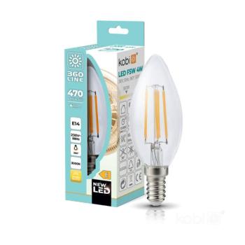 LED izzószálas hatású izzó FSW E14 4W 3000K Kobi 360 Line, meleg fehér, 470lm, CRI≥80, KOBI-001149 kép