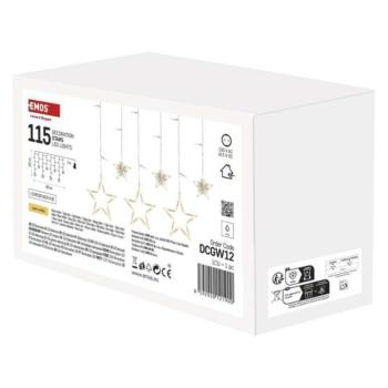 LED karácsonyi fényfüggöny – csillagok, 185×105 cm, beltéri, meleg fehér kép