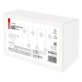 LED karácsonyi fényfüggöny – hópelyhek, 135x50 cm, beltéri, hideg fehér kép