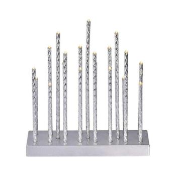 LED gyertyatartó, ezüst, 28,5 cm, 3x AA, beltéri, meleg fehér, időzítő, IP20, EMOS, DCAW02 kép