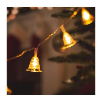 LED fényfüzér – csengettyű – 20 LED – 2,3 méter – melegfehér – 3 x AA kép
