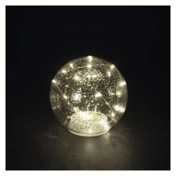 LED karácsonyi üveggömb - arany, 15 cm, 3x AA, beltéri, meleg fehér, időzítő kép