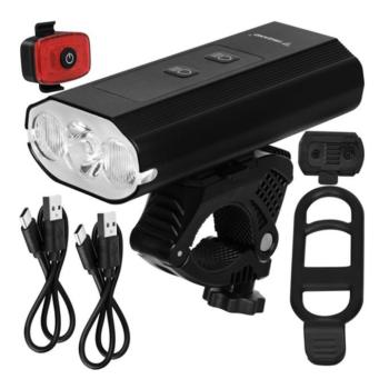 LED kerékpárlámpa szett 1300 lm – nagy fényerejű első és hátsó biciklilámpa USB töltéssel | Trizand kép