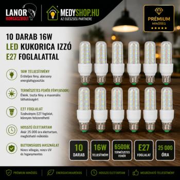 LED kukorica izzó 16W E27 foglalattal 10 db kép
