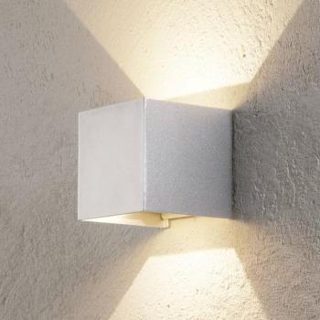 Cube LED kültéri fali lámpa, alumínium színű, fém, 10 cm, felfelé/lefelé kép