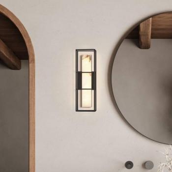 LED kültéri falilámpa BLAKLEY fekete/alabástrom Magasság 41 cm IP44