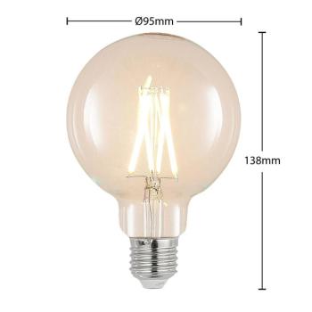 G95 E27 LED izzó, 8 W, 2700 K, izzószálas, teljesen dimmelhető