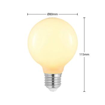 LED lámpa E27 8W G80 2,700K, opál, 3 db-os készlet, dimmelhető kép