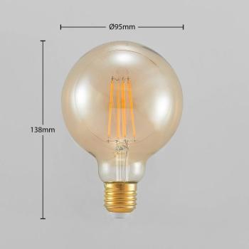 LED izzó E27 G95 6,5 W 2500 K borostyánszínű 3 fokozatú dimmelhető kép