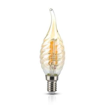 LED lámpa , égő , izzószálas hatás , filament , csavart , láng , gyertya , E14 foglalat , 4 Watt , meleg fehér , borostyán sárga kép