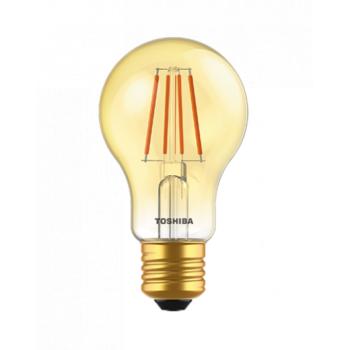LED lámpa , égő , izzószálás hatás , filament , E27 foglalat , 4.5 Watt , meleg fehér , borostyán sárga , TOSHIBA , 5 év garancia kép
