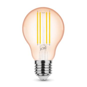 LED lámpa , égő , izzószálas hatás , filament , E27 foglalat , A60 , Edison , 4 Watt , meleg fehér , 1800K , borostyán sárga , Modee kép