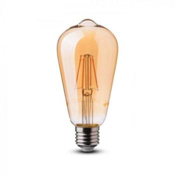 LED lámpa , égő , izzószálas hatás , filament , E27 foglalat , Edison , 8 Watt , meleg fehér , borostyán sárga kép