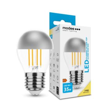 LED lámpa , égő , izzószálas hatás , filament , E27 foglalat , G45 , 4 Watt , meleg fehér , Silver Top , Modee kép