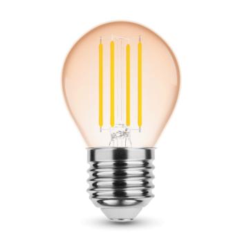LED lámpa , égő , izzószálas hatás , filament , E27 foglalat , G45 , Edison , 4 Watt , meleg fehér , 1800K , borostyán sárga , Modee kép
