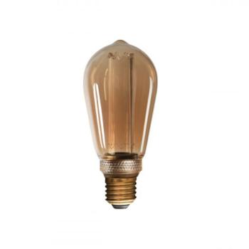 LED lámpa , égő , izzószálas hatás , filament , E27 foglalat , ST64 , Edison , 4 Watt , meleg fehér , 1800K , borostyán sárga , KANLUX kép