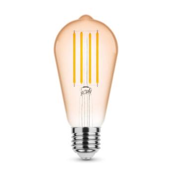 LED lámpa , égő , izzószálas hatás , filament , E27 foglalat , ST64 , Edison , 4 Watt , meleg fehér , 1800K , borostyán sárga , Modee kép