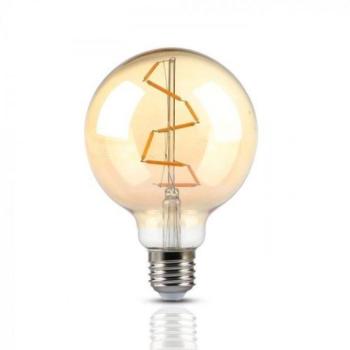 LED lámpa , égő , izzószálas hatás , filament , gömb , E27 foglalat , G95 , 4 Watt , meleg fehér , borostyán sárga kép