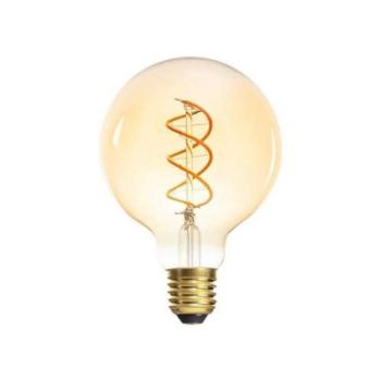 LED lámpa , égő , izzószálas hatás , filament , gömb , E27 foglalat , G95 , 5 Watt , meleg fehér , 1800K , borostyán sárga , XLED kép