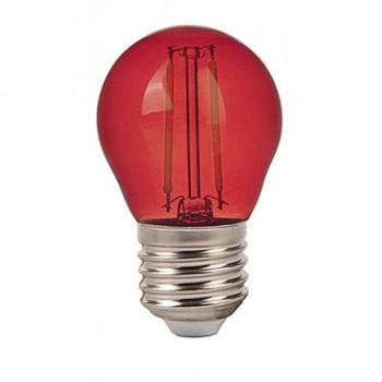 LED lámpa , égő , izzószálas hatás , filament , kisgömb , E27 foglalat , G45 , 2 Watt , piros kép