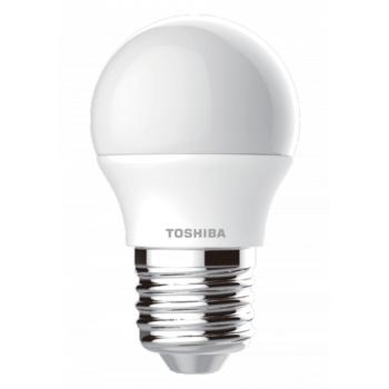 LED lámpa , égő , kisgömb , E27 foglalat , 4.7 Watt , 180° , meleg fehér , 3 darabos csomag , TOSHIBA , 5 év garancia kép