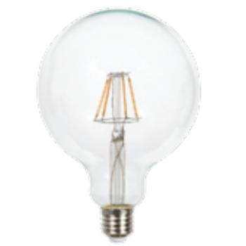 LED lámpa , égő , nagygömb , 125 mm , izzószálas hatás , körte , E27 foglalat , 6 Watt , meleg fehér kép