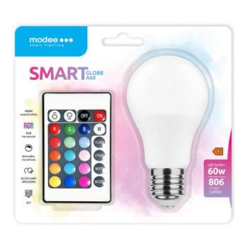 LED lámpa , égő , szett , körte , E27 , 9.4W , dimmelhető , RGBW , W=természetes fehér , távirányítóval , Modee kép