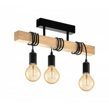 LED lámpa függeszték , mennyezeti , 3 x E27 , acél , fa , fekete , EGLO , TOWNSHEND , 32915 kép