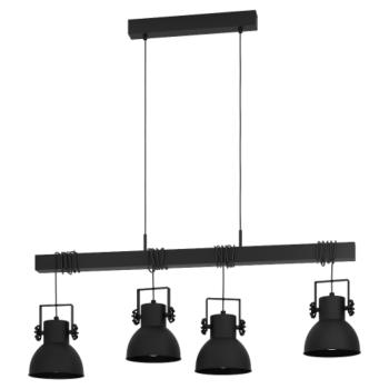 LED lámpa , függeszték , mennyezeti , 4xE27 foglalat , fekete , EGLO , SHIREBROOK , 43726 kép
