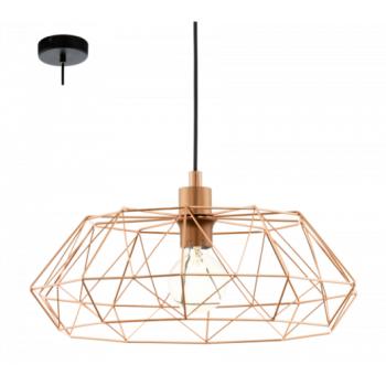 LED lámpa függeszték , mennyezeti , E27 , acél , vörösréz , fekete , EGLO , CARLTON 2 , 49488 kép