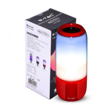 LED lámpa , hordozható , beépített hangszóróval , Bluetooth , színes hangulatvilágítás , 2 x 3W , RGB , USB , piros kép