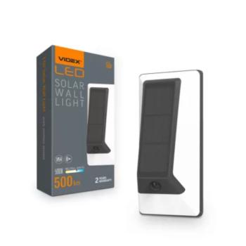 LED lámpa , napelemes fali lámpa , mozgásérzékelős , természetes fehér , fekete-fehér , IP54 , VIDEX kép