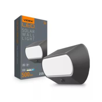 LED lámpa , napelemes fali lámpa , mozgásérzékelős , természetes fehér ,fekete , IP54 , VIDEX , kép