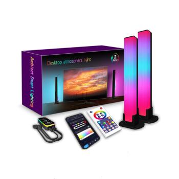 LED lámpa szett , 2 db , 28 cm, asztali , távirányítóval , RGB + IC (digitális) , dimmelhető , USB , WIFI/Bluetooth , TUYA , LEDISSIMO AMBIENT LIGHT kép