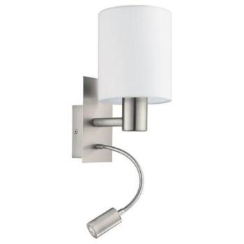LED lámpatest , fali , E27-es foglalatú , 3.5W meleg fehér LED lámpával , textil , fehér , EGLO , PASTERI , 96477 kép