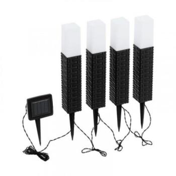 Led lámpatest , napelemes , földbe leszúrható , 4 db-os szett , hideg fehér , rattan , EGLO , 48834 kép