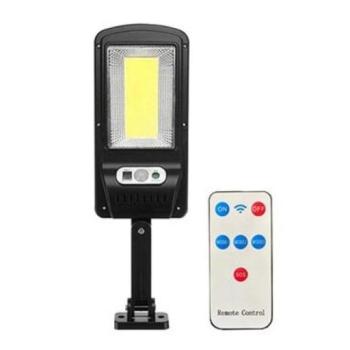 Led lámpatest , napelemes , oldalfali , mozgásérzékelős , 5 Watt , hideg fehér , kültéri , fekete , IP65 , tartókonzollal , távirányítóval kép