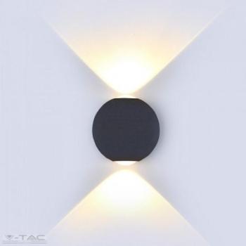 LED lámpatest , oldalfali , 2 irányú , kerek , 6W , természetes fehér , fekete , kültéri , IP65 kép