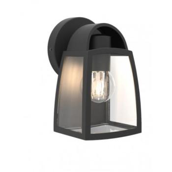 LED lámpatest , oldalfali , E27 foglalat , matt fekete , átlátszó üveg, kültéri , IP44 , LUTEC , KELSEY kép