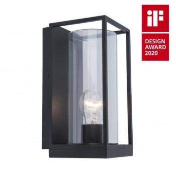 LED lámpatest , oldalfali , E27 foglalat , négyzet , matt fekete , kültéri , IP44 , LUTEC , FLAIR kép