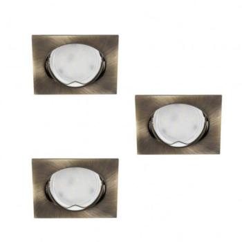 LED lámpatest , spot , szett , 3 x 4.9W , GU10 , meleg fehér , beépíthető , négyszög , patinált réz , KANLUX TRIBIS II kép