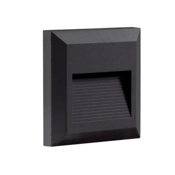 LED lépcsőlámpa, négyzet alakú, fekete, 2W, 4200K, természetes fehér, 80 lm, IP65, Optonica, 7510 kép