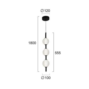 LED lógó lámpa Abeona, Ø 10 cm, fekete, fém/üveg, 3 izzós. kép